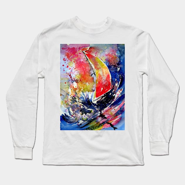 Sailboat at storm Long Sleeve T-Shirt by kovacsannabrigi